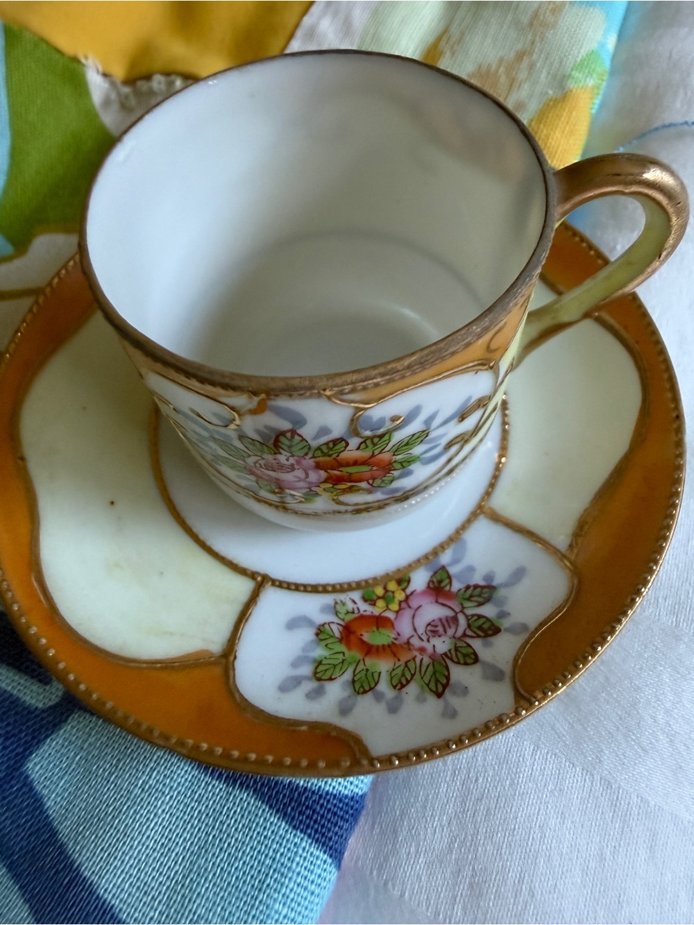 Vintage Demitasse Cup & Saucer Hand-painted Porcelain Made in Occupied
Japan Gol